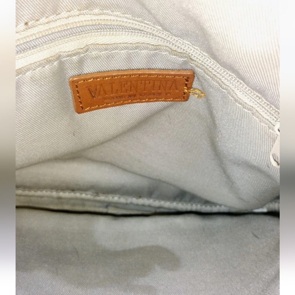 Vintage VALENTINA Black & Tan Leather Sling Bag / Backpack 11 x 10 ITALY - Picture 3 of 6